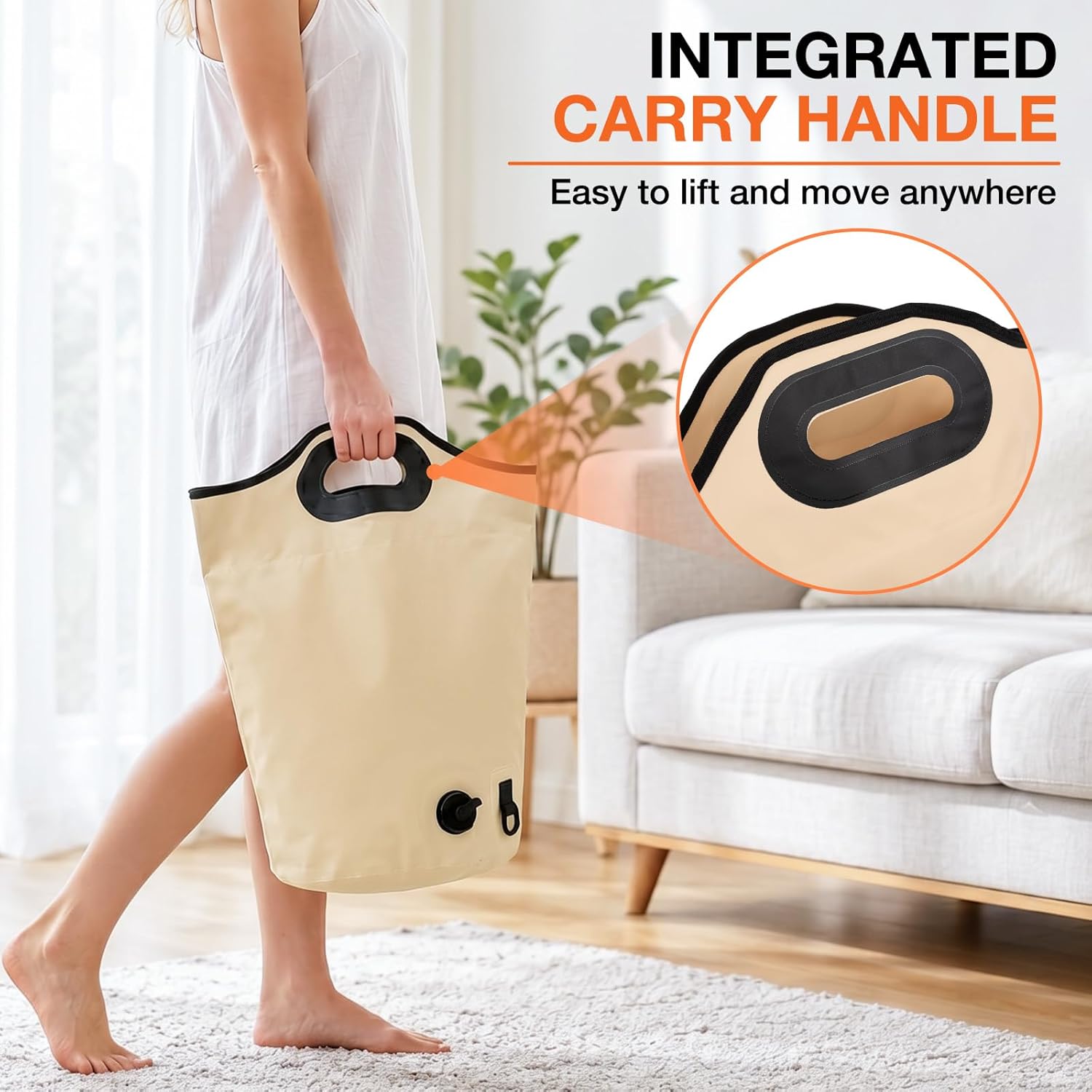 Collapsible Foot Bath Bag, Portable Foot Basin for Soaking, Folding Feet Spa Tub with Sturdy Handles & Small Drainage Hole, Multifunctional Feet Bucket for Travel Camping Outdoor Washing Fishing