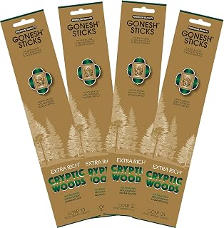 Gonesh - Extra Rich Scented Incense Sticks - Non-Toxic 10” Slow Burn Aromatic Sticks - Cryptic Woods - 80 Pack