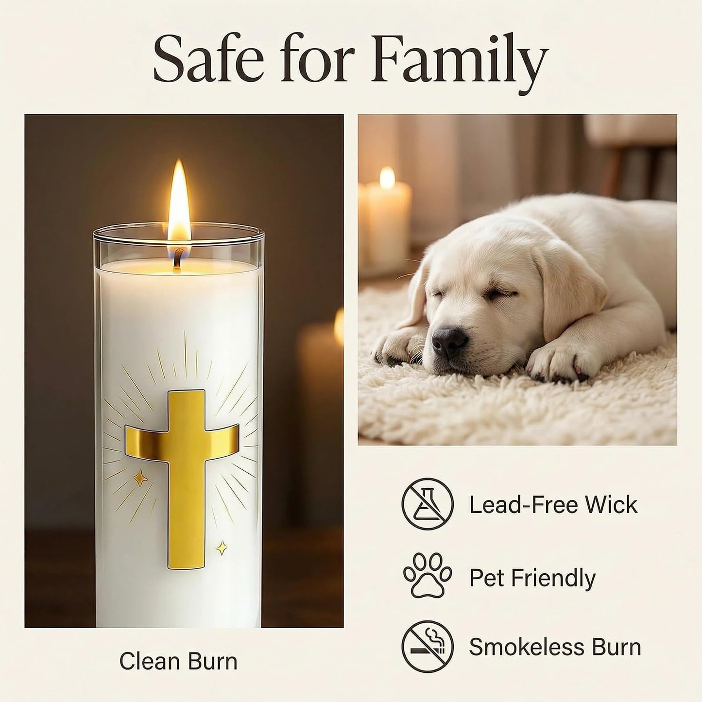 White Beeswax Candle – 2 Pack, 160-Hour, Blessed for Church, Wedding, Prayer & Home – Christian Gift for Women
