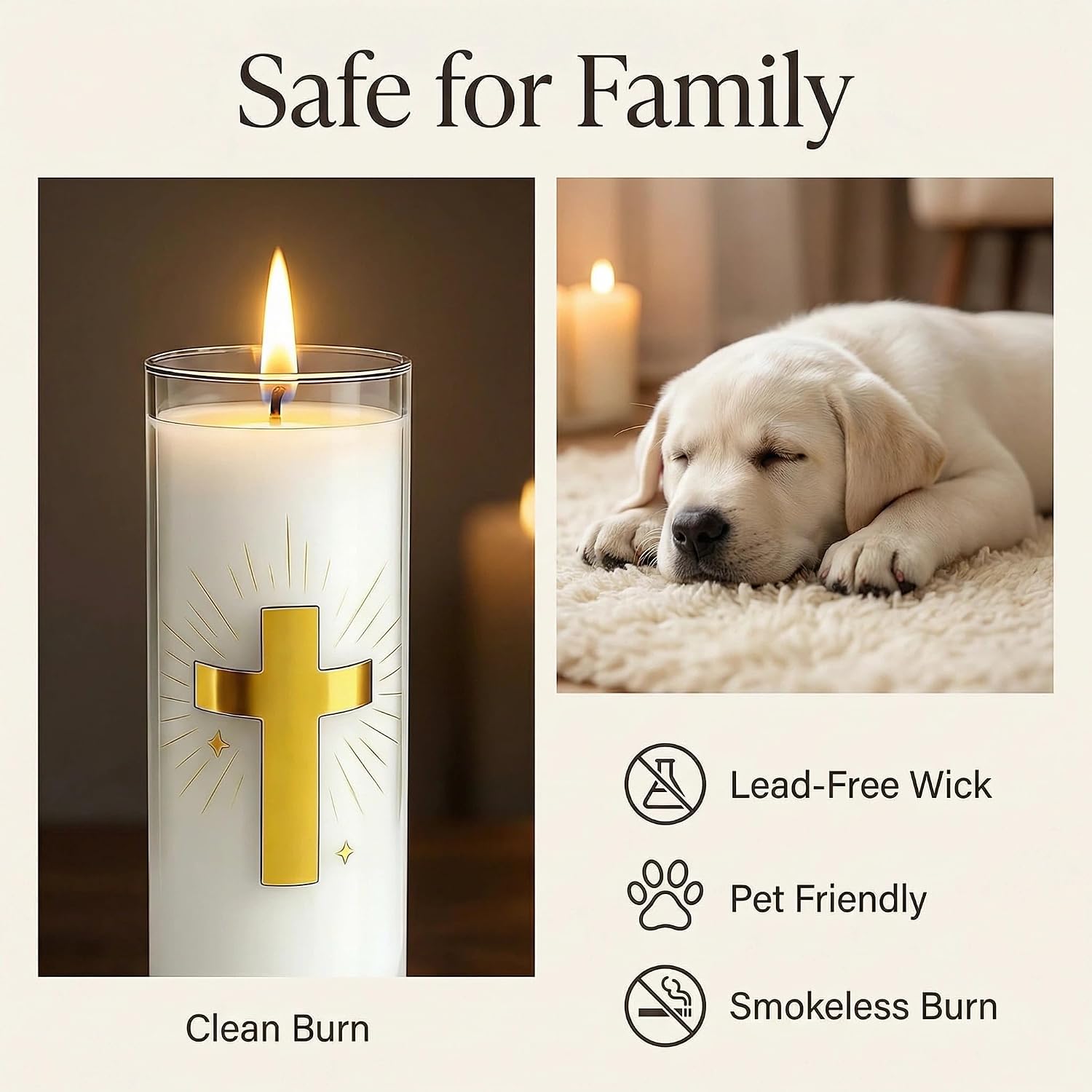 White Beeswax Candle – 2 Pack, 160-Hour, Blessed for Church, Wedding, Prayer & Home – Christian Gift for Women