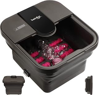 Beinilai Collapsible Foot Spa,Foot Bath with Heat and Massage and Bubble Jets,Foot Soak Tub with Six Non Motorized Rollers,Acupressure Massage Points,Red Light and Removable Pumice Stone