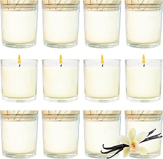 12 Pcs 6 Oz Bulk White Soy Candles,Vanilla Scented Candles Set,Bulk Aromatherapy Candle,Great Stress Relieving Scented Candle for Girls as a Gift for Birthdays, Weddings and More!