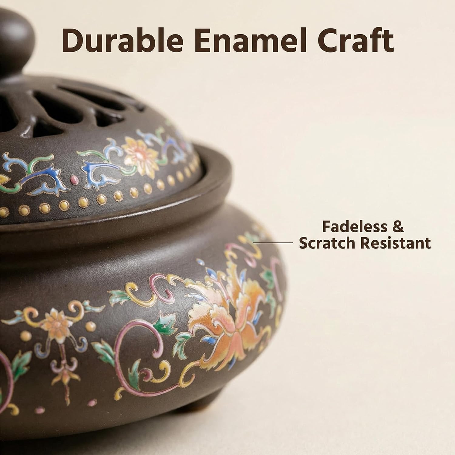 Ceramic Incense Burner, Coil Cone Enamel Incense Burner Holder, Tweezers & Brush Included - Perfect for Home, Office, Yoga, Meditation, SPA, or Tea Ceremony