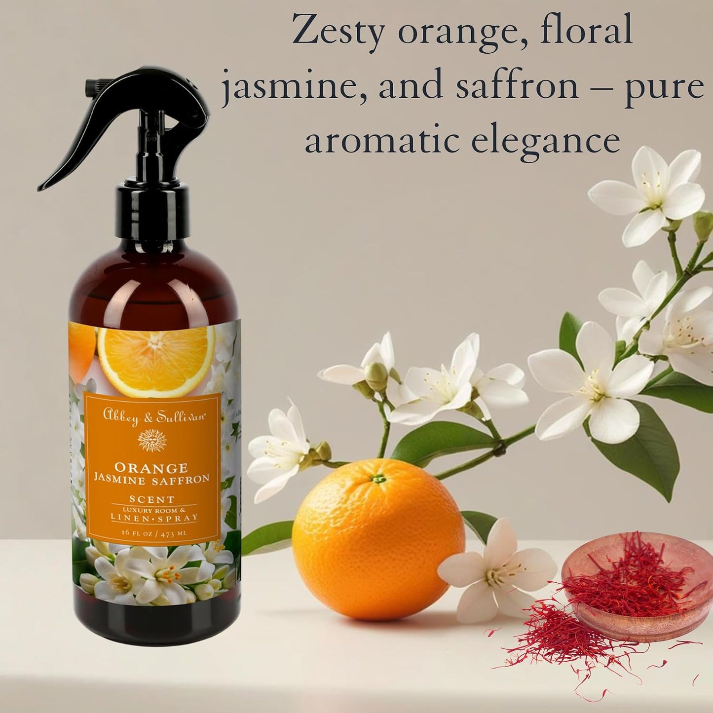 Abbey & Sullivan Linen Spray, Orange Jasmine Saffron, 16 oz