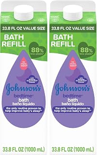 Johnson's Bedtime Bath with Relaxing & Soothing NaturalCalm Aromas, Hypoallergenic, Gentle & Tear-Free Nighttime Bubble Bath for Babies & Kids, Value Size Refill, 33.8 fl. Oz (Pack of 2)