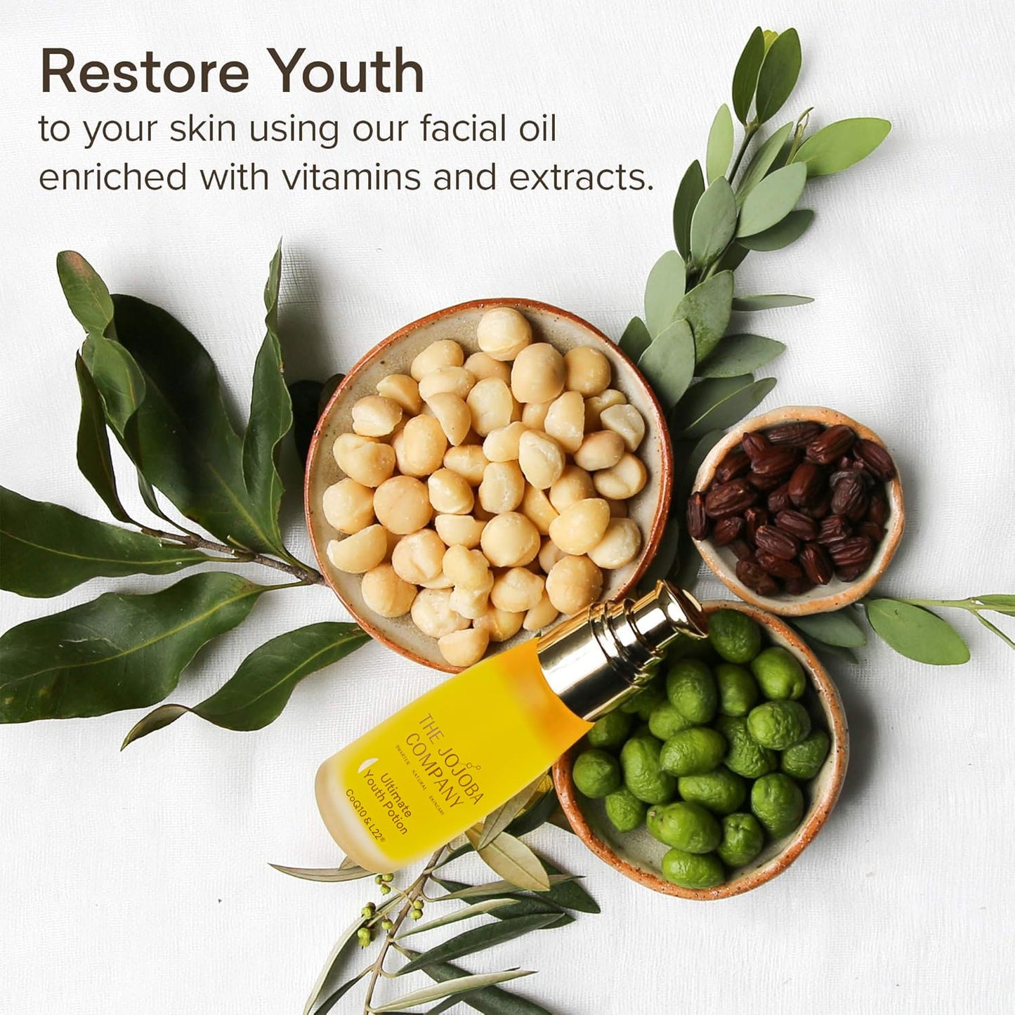 The Jojoba Company Ultimate Youth Potion 50ml – Anti-Aging Face Oil with Natural Jojoba, L22 Lipid Complex – Firms, Hydrates, Boosts Collagen & Elasticity – Glowing Skin Serum for Women & Men