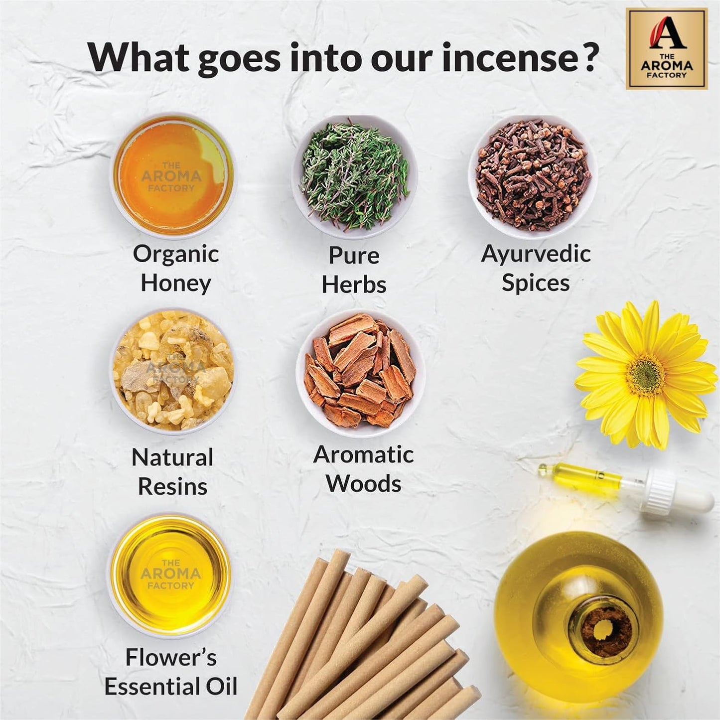The Aroma Factory Organic Incense Sticks Aromatic Fragrances | Kesar Chandan, Rose, Fresh Active & Lavender | No Charcoal, Scented Incense | Herbal Pooja Agarbatti | 4x100g Jute Bag Gift Set