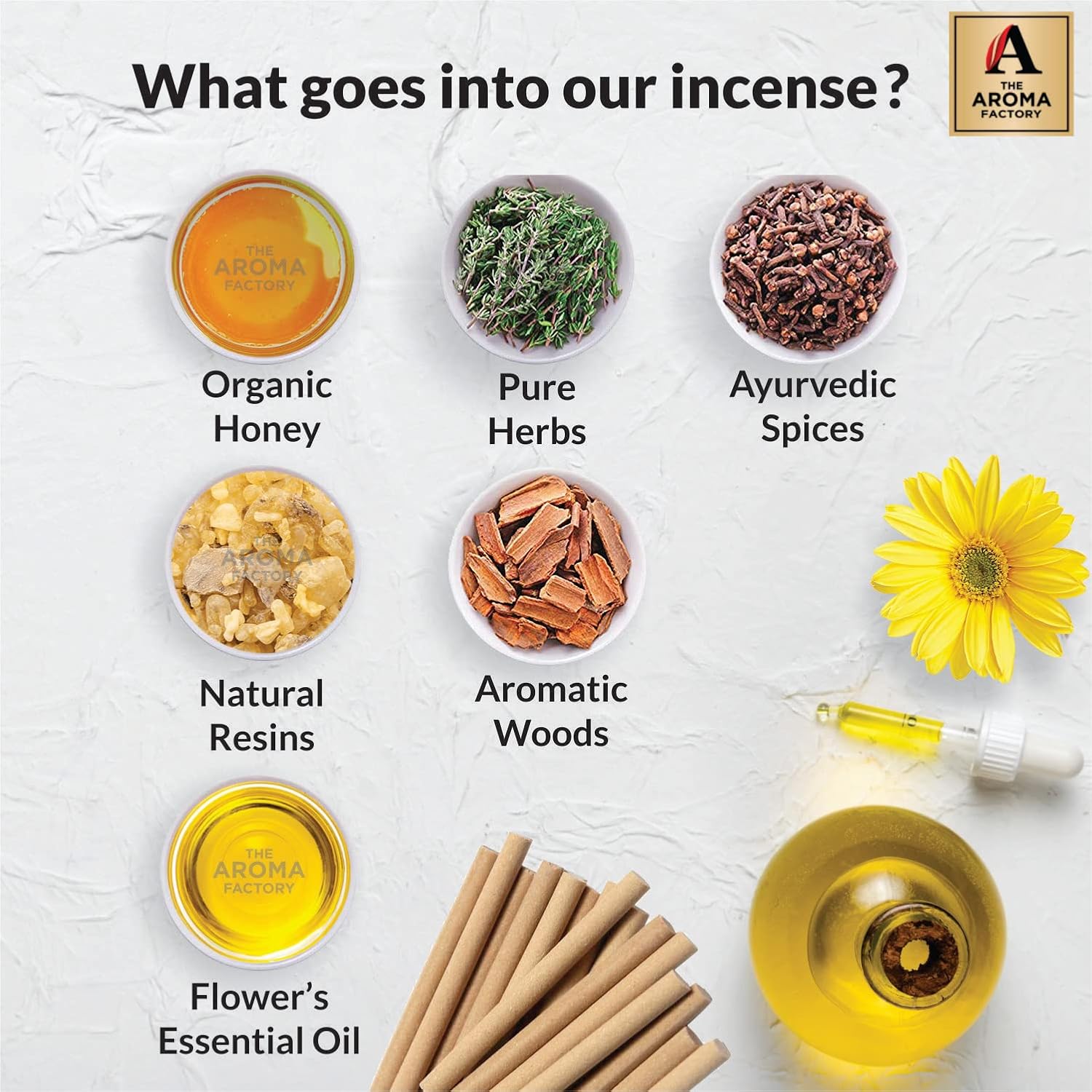 The Aroma Factory Organic Incense Sticks Aromatic Fragrances | Kesar Chandan, Rose, Fresh Active & Lavender | No Charcoal, Scented Incense | Herbal Pooja Agarbatti | 4x100g Jute Bag Gift Set