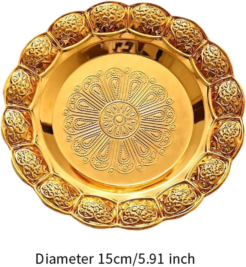Round Serving Tray Organizer Candle Holder Iron Decorative Platter Suitable for Bedroom Entrance Living Room Cafe15cm