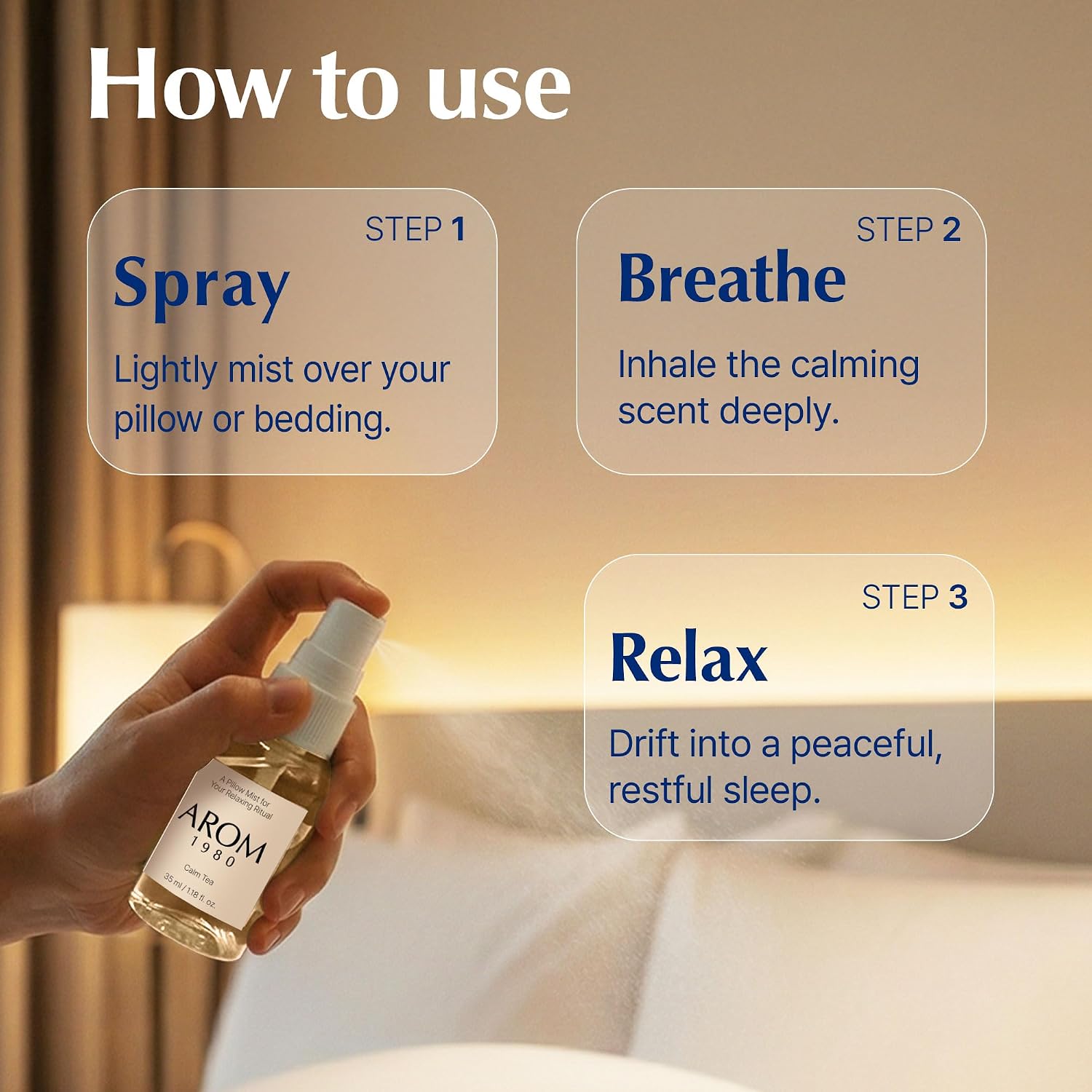 Pillow Mist – Premium Pillow Spray for Relaxing Sleep, Calming Aromatherapy, Vegan Formula, Safe for Bedding – Made in Korea, 35 ml / 1.18 fl oz (Calm Tea)