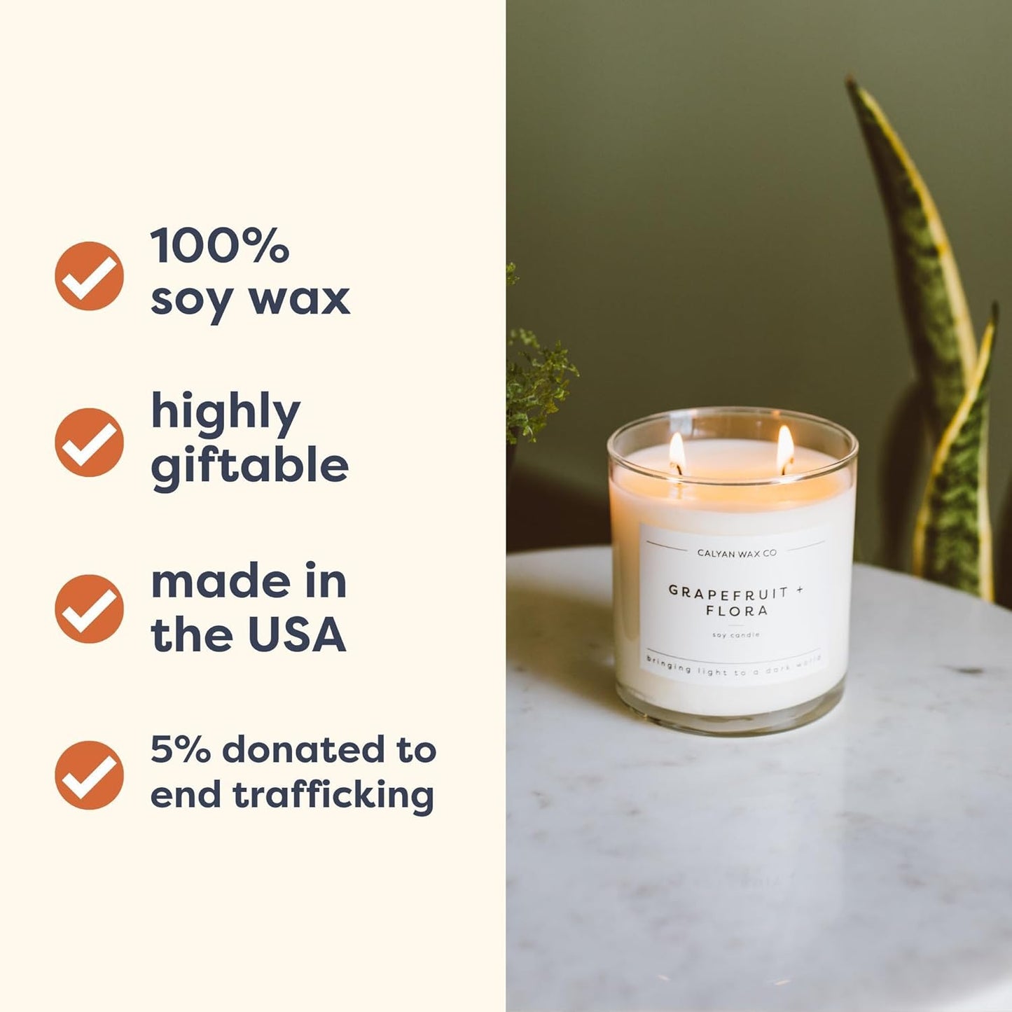 Calyan Wax Co. Mahogany & Cashmere 2 Wick Scented Candle - 37 Hour Burn - Luxury Clean Soy Wax Candles - Long Lasting Large Glass Jar Candle for Home - 8.8oz