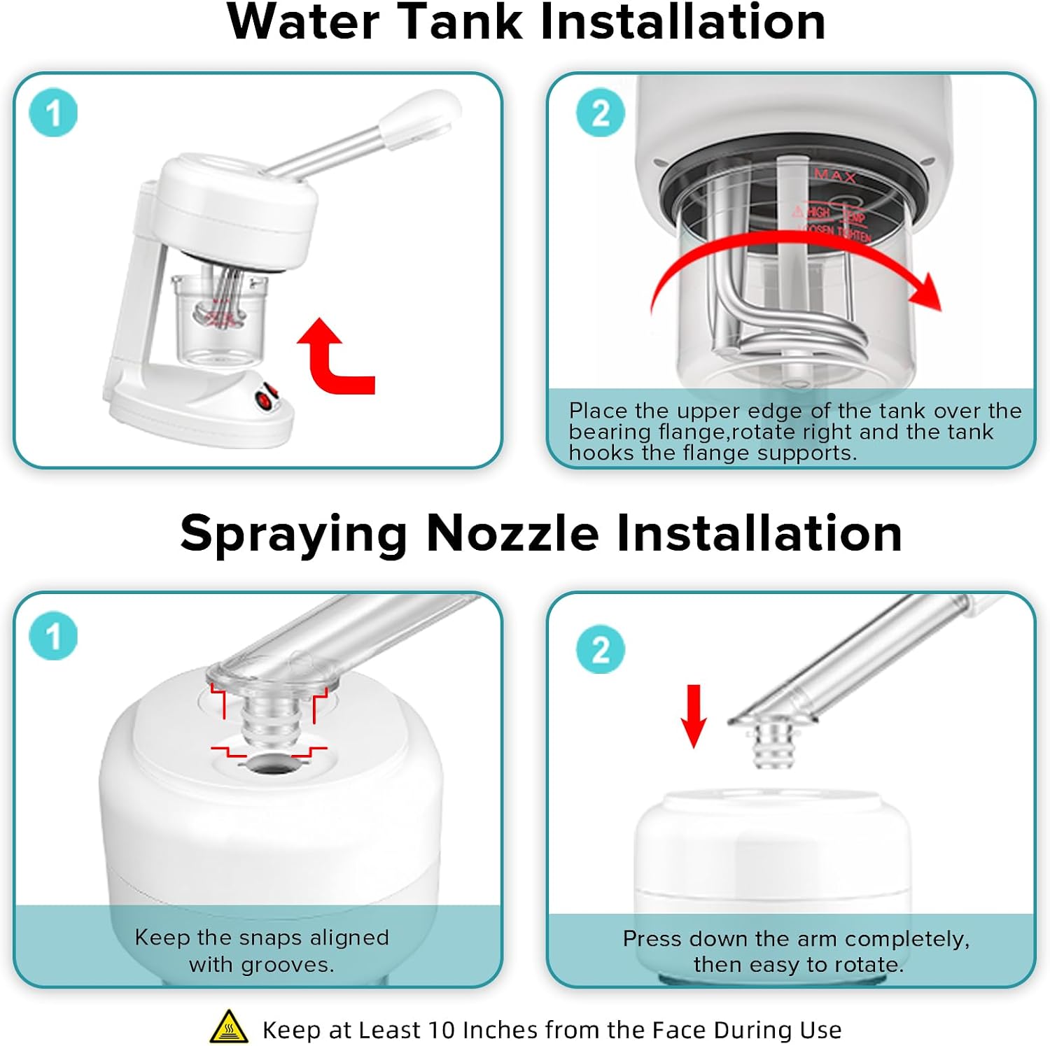 Easy to Clean and Dry Facial Steamer with Removable Water Tank, 360° Rotating Sprayer,500ML Large Capacity