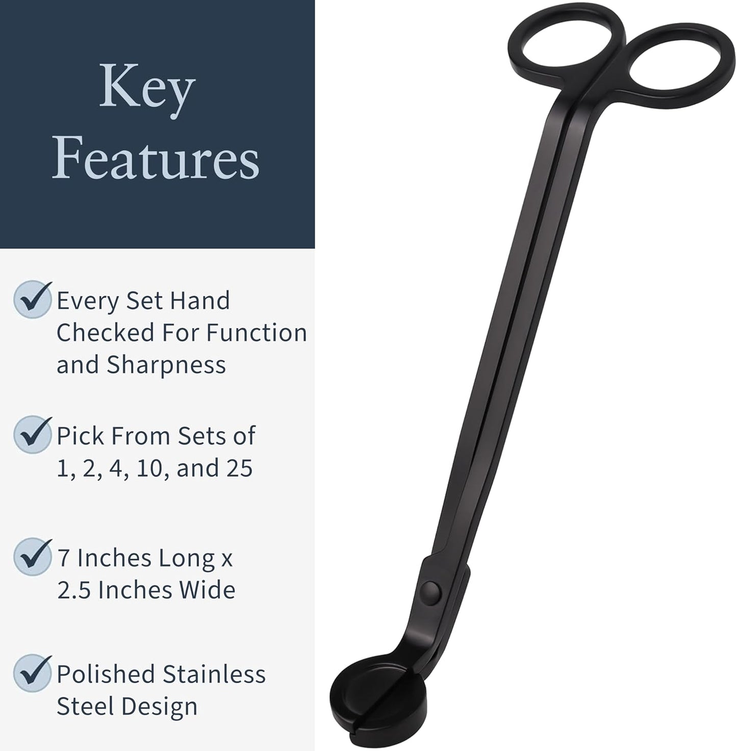 Airy Abode Candle Wick Trimmer, 7 Inch Stainless Steel Wick Cutter for Candles, Cleaner Burn and Less Soot, Black, 1 Pack