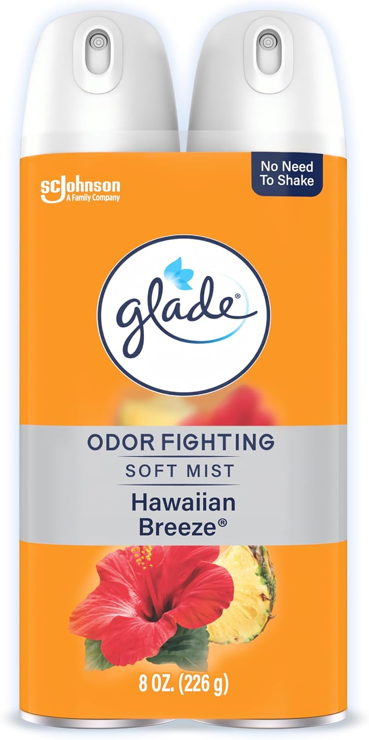 Glade Air Freshener Room Spray, Hawaiian Breeze Scent, Odor Fighting to Deliver Long Lasting Freshness, 8 Oz, 2 Count