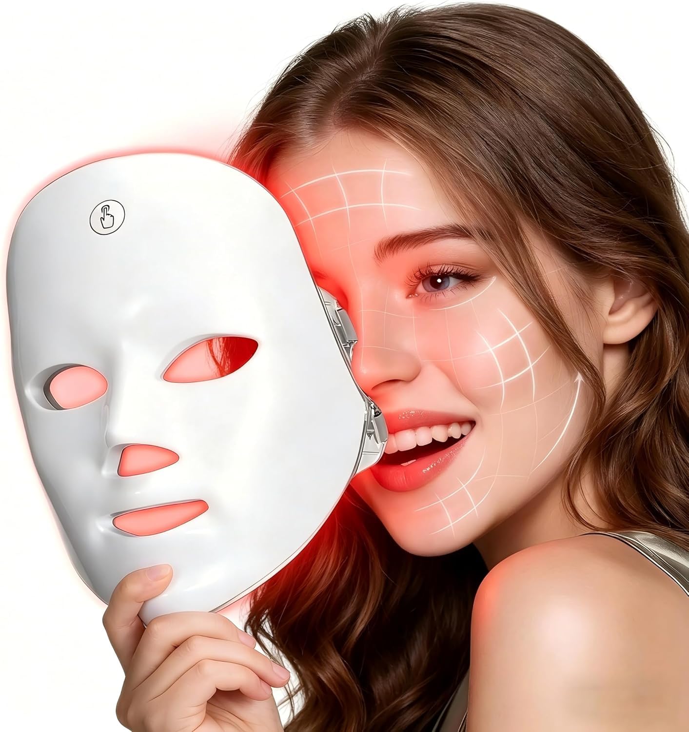 Red Light Therapy for Face,Red Light Mask for Anti-Aging, LED Face Mask Light Therapy Adjustable Brightness with 7-Color LED Facial Mask, Rechargeable Light Care Beauty Device for Home Use