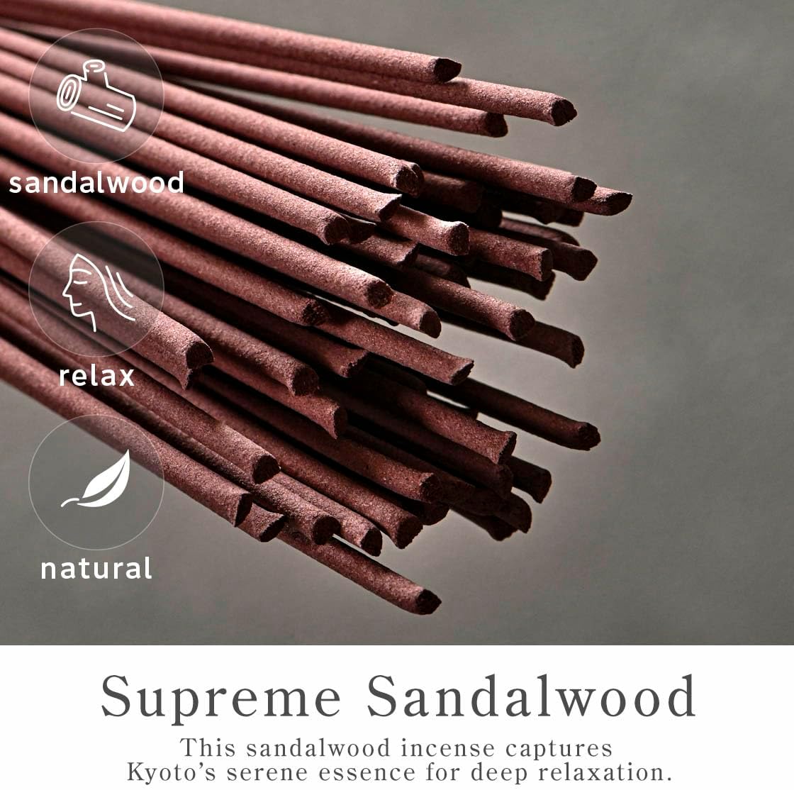 Kyoto Sandalwood Incense Sticks - Japanese Temple Aroma, Ideal for Relaxation & Meditation, Approx. 60 Sticks (0.044 Pounds) - Premium Quality Incense for Spiritual & Home Use Nagomikobo