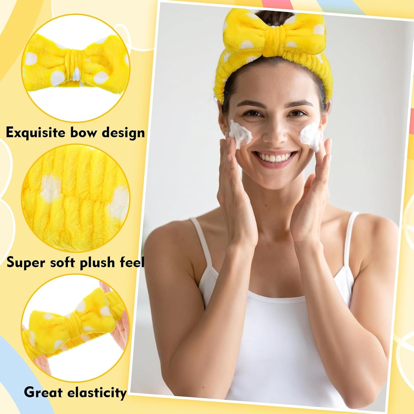 Molain 24 Pcs Spa Headband for Women Bow Hairband Adjustable Skincare Headbands Facial Head Wraps Soft Coral Fleece Makeup Headbands Bulk for Face Wash, Shower, Yoga & More