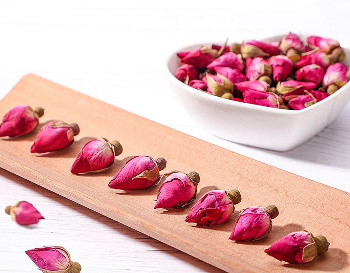Dried Rose Buds Edible Fragrant Dried Flowers for Tea, Baking, Crafts, Potpourri - Red Rose Buds 3.5oz