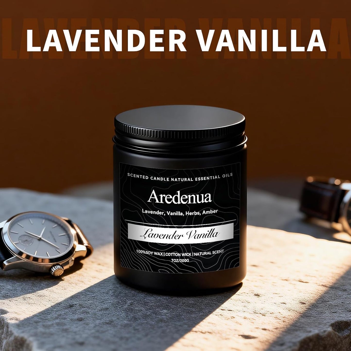 Lavender Vanilla Candle | Self-care Candle Gifts, Soy Candles for Home Scented, Aromatherapy Gifts for Women Men - 7oz Scented Candles for Home, 50 Hours Burn Time, Perfect for Relaxing Home Fragrance