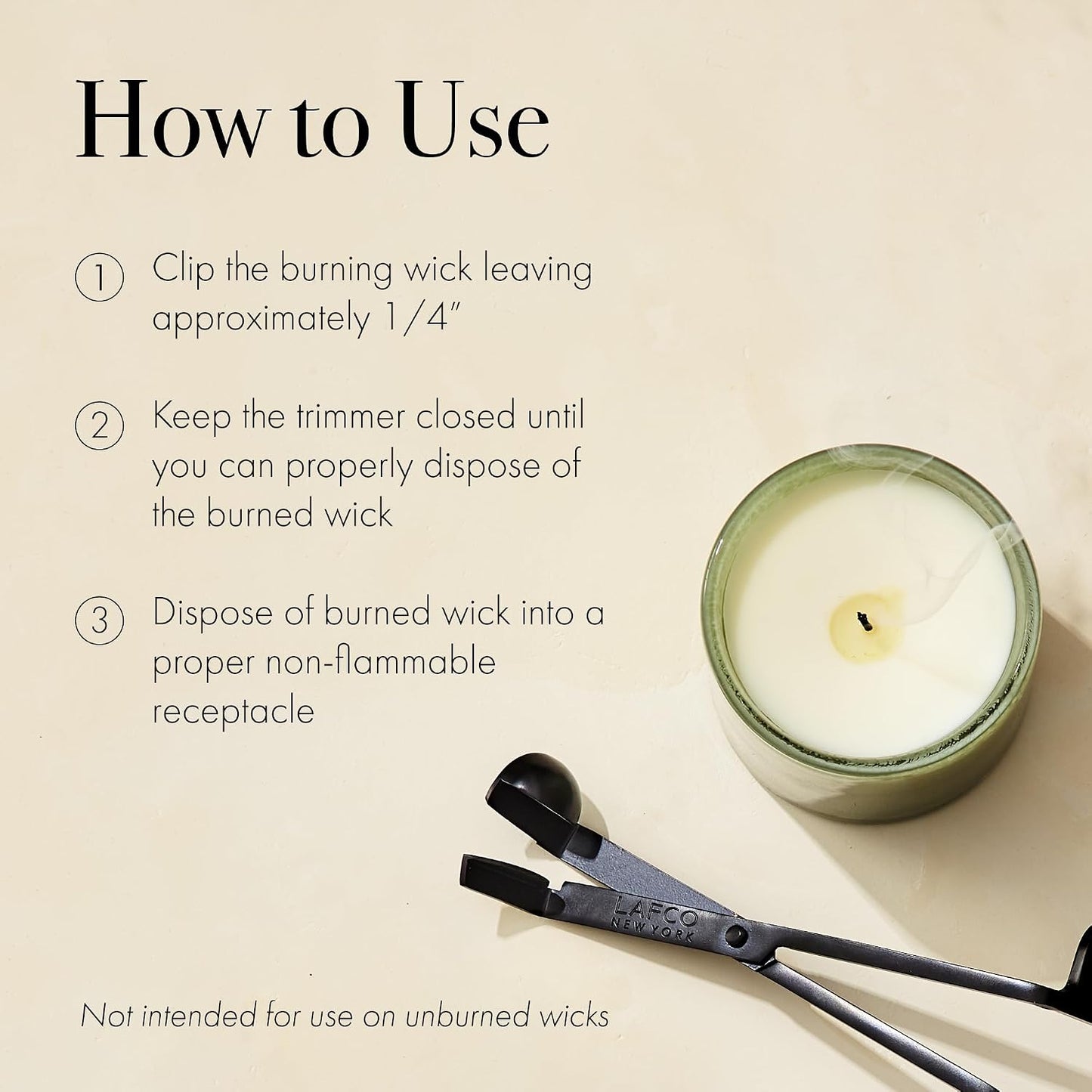 LAFCO New York Wick Trimmer & Snuffer - Use on Burning or Extinguished Wicks - Enameled Stainless Steel