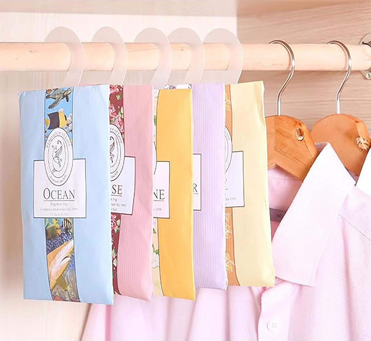Rose Sachets, Fresh Scents Sachet Packets, Hanging Scent, Fragrance Bags for Drawers and Closets, Hanging Closet Air Freshener Scented Sachets Bags Drawer Deodorizers Home Fragrance, 8 Packs