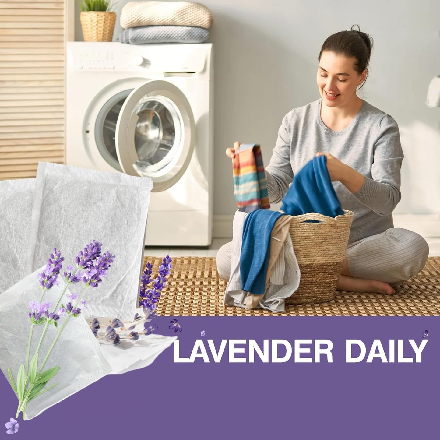 Lavender Dryer Sachets, Premium Extra Flowers, Lavender Scented Sachets for Drawers and Closets, Natural Air Freshener Bags, Odor Eliminator for Closet, Car, Shoes, Gym Bag, Suitcase, Luggage (6 Pack)