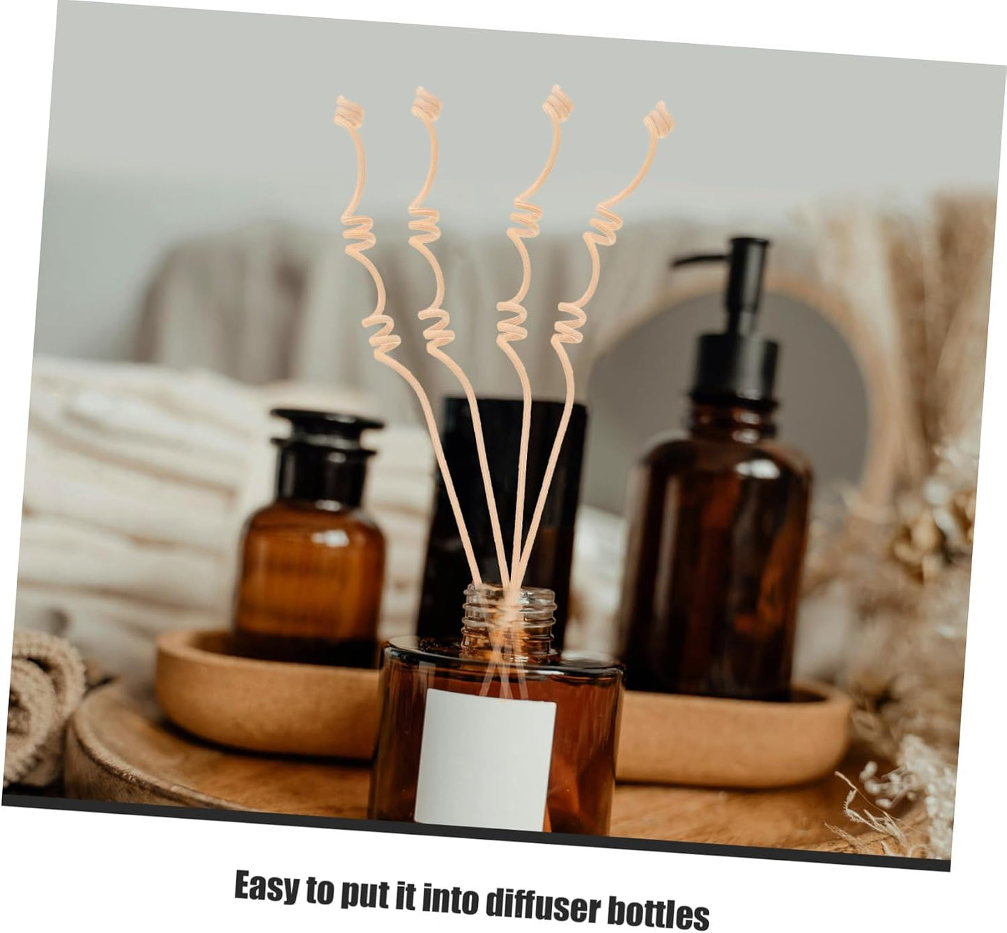 20pcs Multi-Spiral Rattan Diffuser Sticks Natural Fragrance Reeds for Essential Oils Home Fragrance and Air Freshening Light Yellow for Living Room Bathroom Office