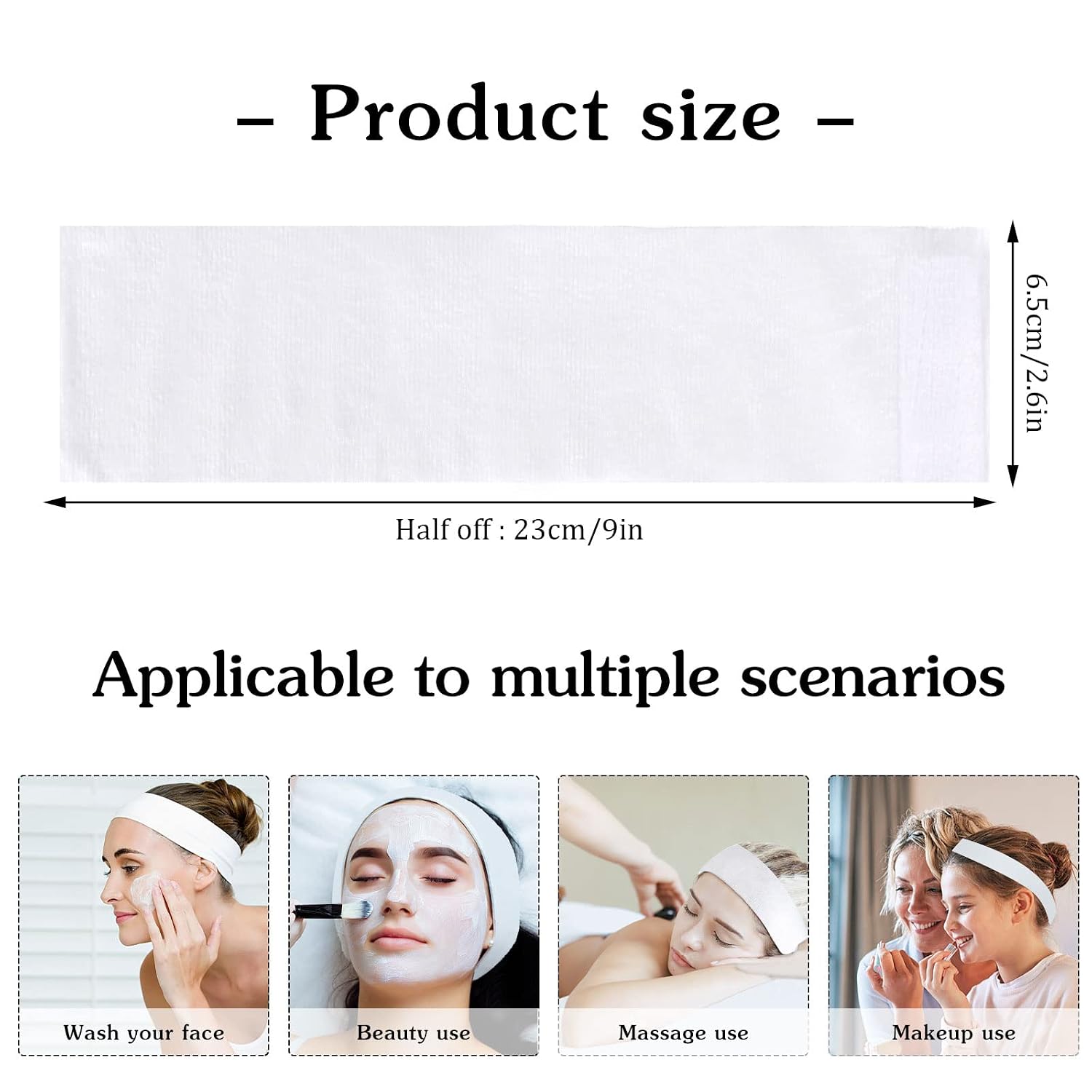 Pimoys Disposable Spa Headband, 30 Count Skincare Facials Headbands for Esthetician Supplies Stretch Headbands Spa Gifts for Mom Women