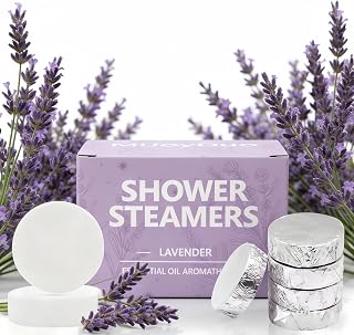 Lavender Shower Steamers Aromatherapy, Natural Essential Oil Shower Bombs, Individually Wrapped Home Spa Vapor Tablets, Relaxing Self Care Gifts for Women, 5 Pack-Mothers Day Gifts for Mom