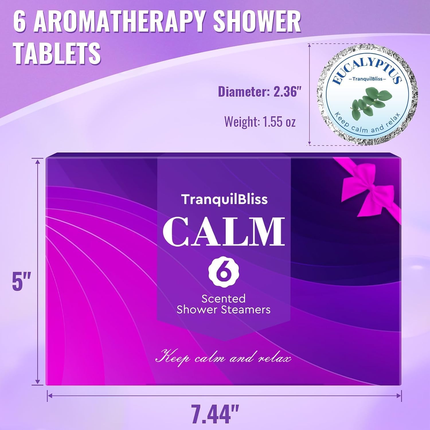 TranquilBliss Shower Steamers, 6 Pack Shower Tablets with Natural Fragrance, Self Care & Relaxation, Mother's Day, Individually Packaged, Valentine's Day Shower Steamers for Women