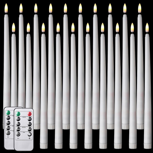 Tuanse 20 Pcs Flickering Flameless Taper Candles Bulk LED Battery Operated Realistic Flame Effect with Remote & Timer Safe No