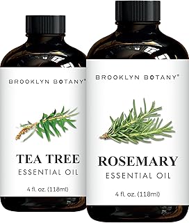 Brooklyn Botany Tea Tree & Rosemary Essential Oils – 4 Fl Oz (Pack of 2) – 100% Pure & Natural – Clarifying & Herbal Aromatherapy Blend