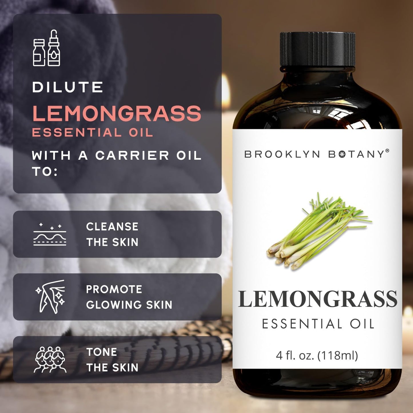 Brooklyn Botany Eucalyptus & Lemongrass Essential Oils – 4 Fl Oz (Pack of 2) – 100% Pure & Natural – Refreshing & Clarifying Aromatherapy Blend