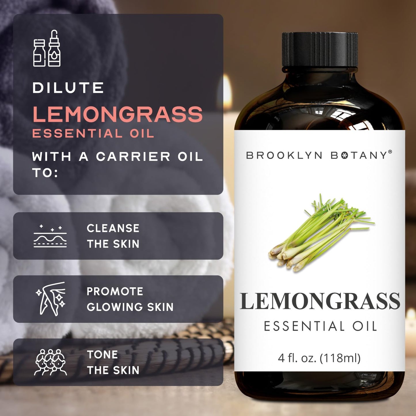 Brooklyn Botany Peppermint & Lemongrass Essential Oils – 4 Fl Oz (Pack of 2) – 100% Pure & Natural – Premium Grade Aromatherapy Oils – Refresh & Relax Blend