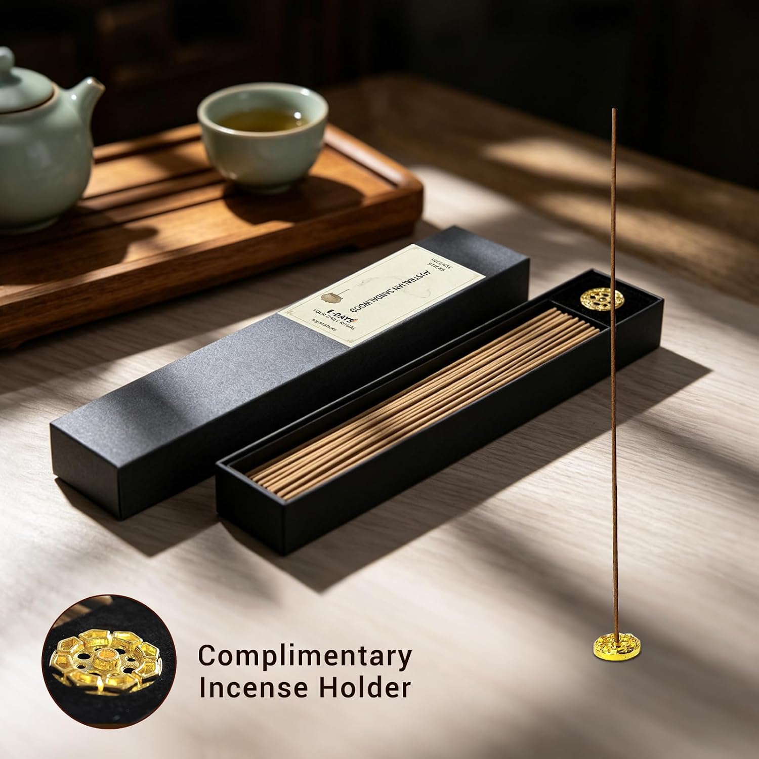 Australian Sandalwood Incense Sticks - Natural Sandalwood Incense Sticks for Meditation & Relaxation - 30g (Approx. 80 Sticks, 40 Min Burn Time) for Meditation, Yoga, Home Fragrance