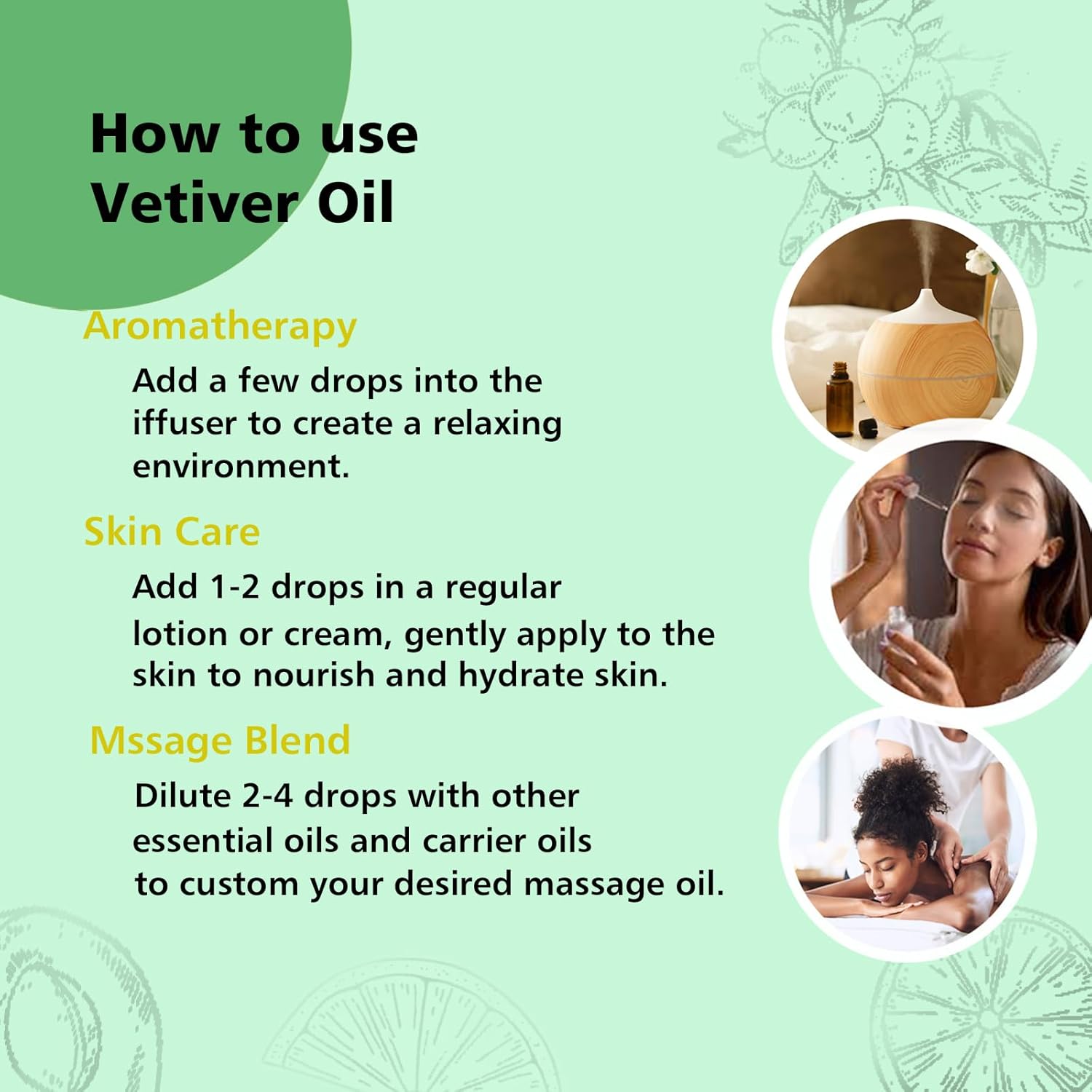 GM Gumili Vetiver Essential Oil 1 Oz - 100% Pure & Natural Vetiver Oil for Diffuser, Aromatherapy, Skin, Hair, Massage, Relaxing Scent