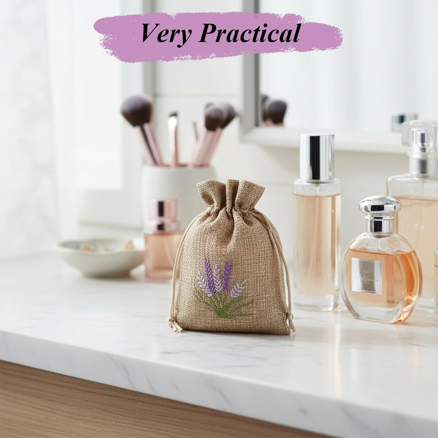 10PCS Lavender Sachet,Small Lavender Bag with Drawstring, Embroidered Canvas Empty Sachets Bag, for Spices, Jewelry, Candy, Lavenders Buds