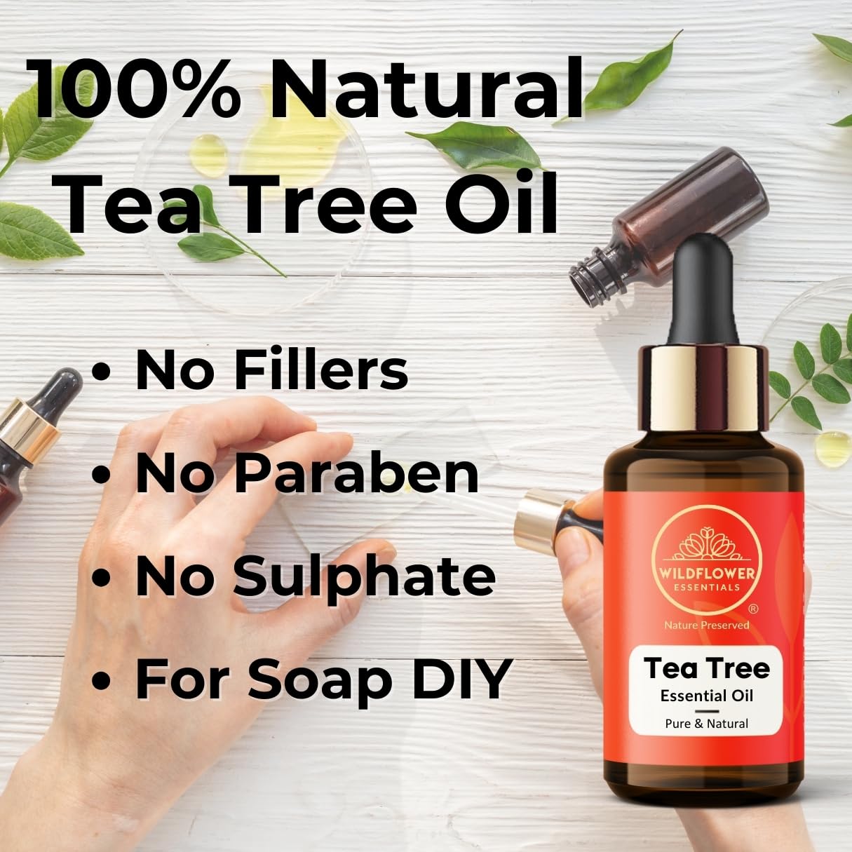 Tea Tree Essential Oil (Melaleuca alternifolia) 100% Natural Steam Distilled Oil For Face, Skin, Hair, Body | with Glass Dropper 1.01 Fl Oz (30ml)