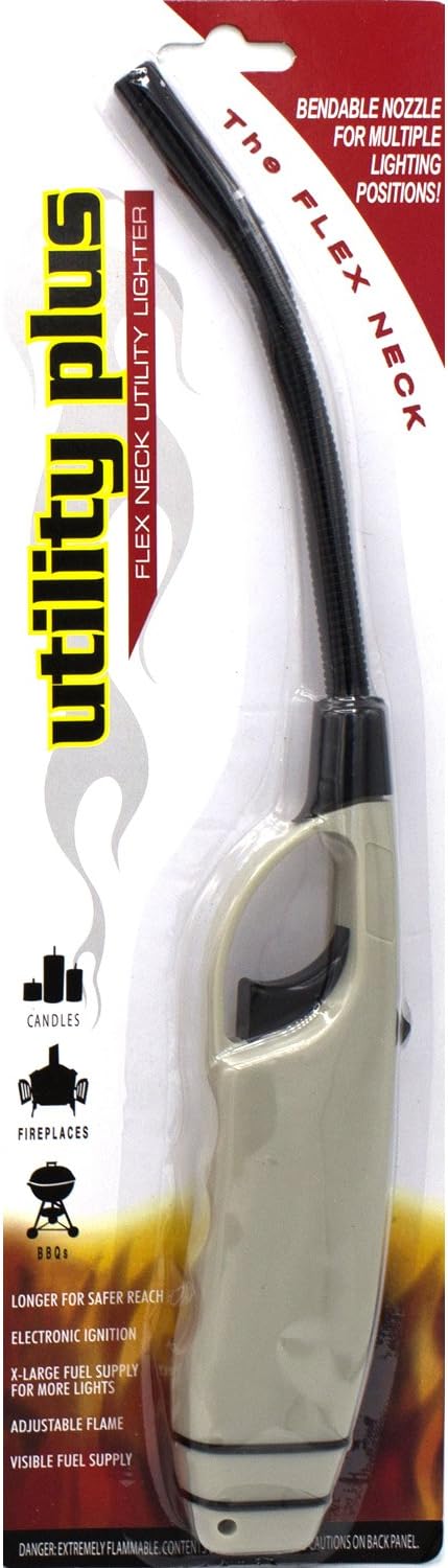 Flexible Neck Multi Purpose Long Neck Lighters, Ideal for Candle Lantern BBQ Grilling Fireplace Campfires Hiking, Utility Lighters, Bulk Pack of 12