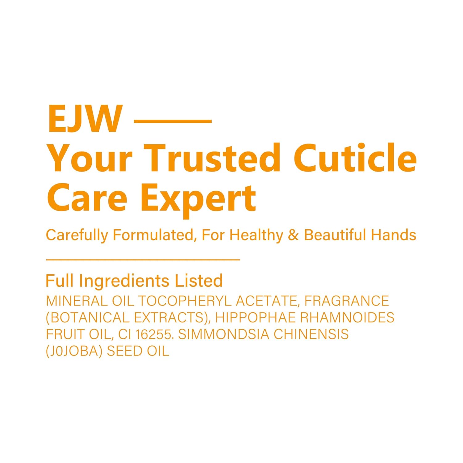 EJW Jojoba Oil for Nail, Cuticle Oil with Sea Buckthorn & Vitamin E, Nail Strengthener and Growth for Dry Cuticles, Fingertips & Elbows, 0.5 Fl Oz