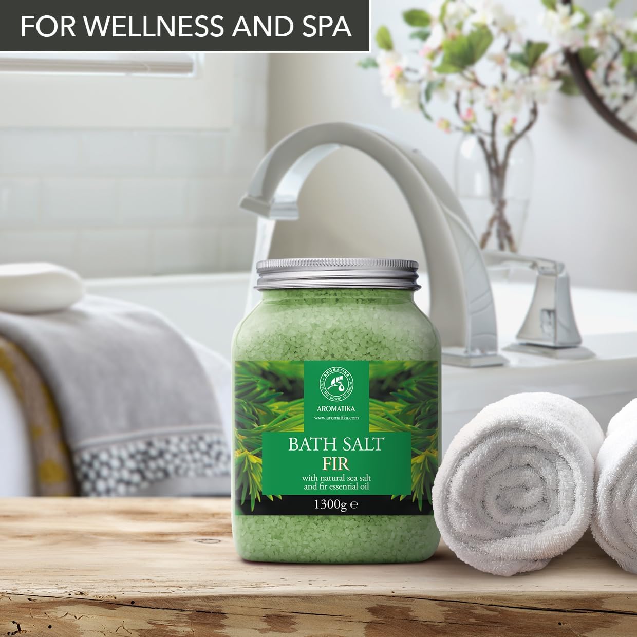 Fir Bath Salt with Natural Fir Essential Oil 46 Ounces - Natural Bath Sea Salt - Coniferous Salts - Best for Bath - Relaxing - Body Care - Beauty - Aromatherapy