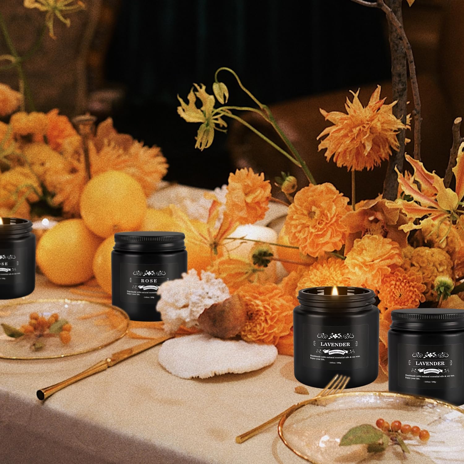 WPONSZU 12 Pcs Halloween Scented Candles with Added Natural Essential Oils, 3.05oz, Suitable for Various Festivals, Parties, Yoga, and Home Scene(Black)
