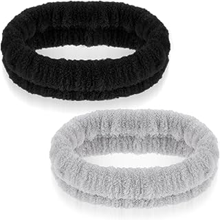 2Pcs Spa Headband, Make Up Headband Hair Headband for Face Washing Hair Bands Men Absorbent Elastic Skin Care Head Band Wrap for Women Yoga Sports Shower Exercise