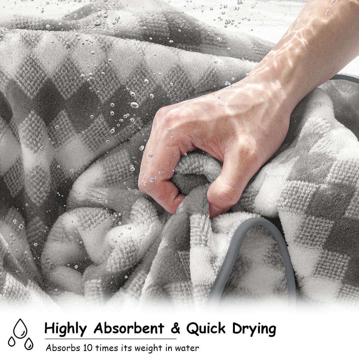 12 Pcs Gray White Diamond Towel Set-4 Bath Towels,4 Hand Towels,4 Washcloths Soft Polyester Towels with Loop Absorbent Shower Towel Quick Dry Beach Chair Towel Family Towels for Bathroom Spa Gym Pool