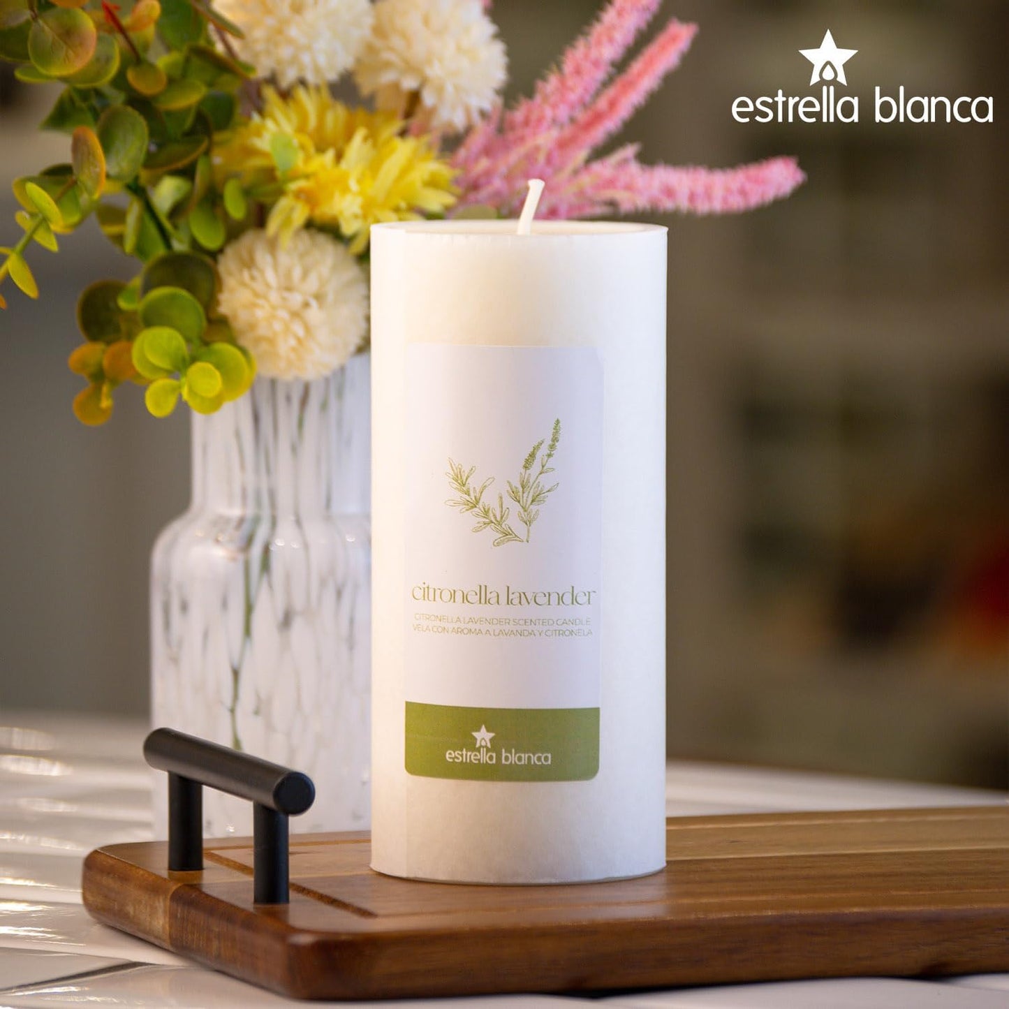 Citronella Lavender Candles - Citronella Scented Pillar Candle Ivory - 3x6 inch - 3 Pack - Long Lasting Burn Outside Candles for Garden Yard Balcony, Summer Camping