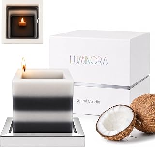 Spiral Candle - Unique Scented Soy Wax Candle with Spiral Burning Design, Handcrafted Gift Ready Decorative Candle for Home Decor, Gift & Cozy Room Ambiance (Coconut Agarwood) - LUMINORA