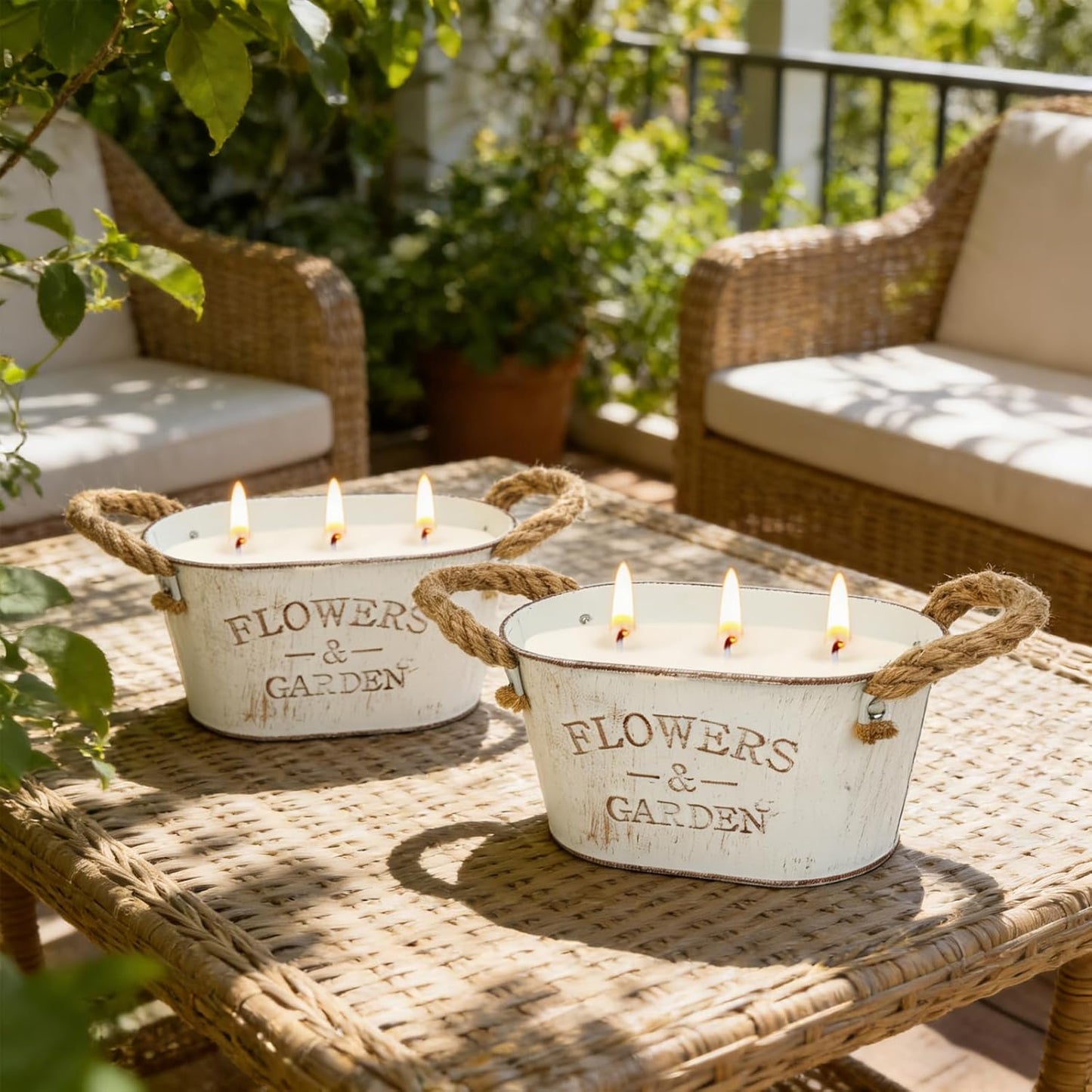 Citronella Candles Outdoor, 2 Packs Large Citronella Candles for Garden, 3-Wick Natural Soy Wax Lemongrass Candle, 140 Hours Long Lasting Burning Candle for Patio Yard Home Balcony Camping
