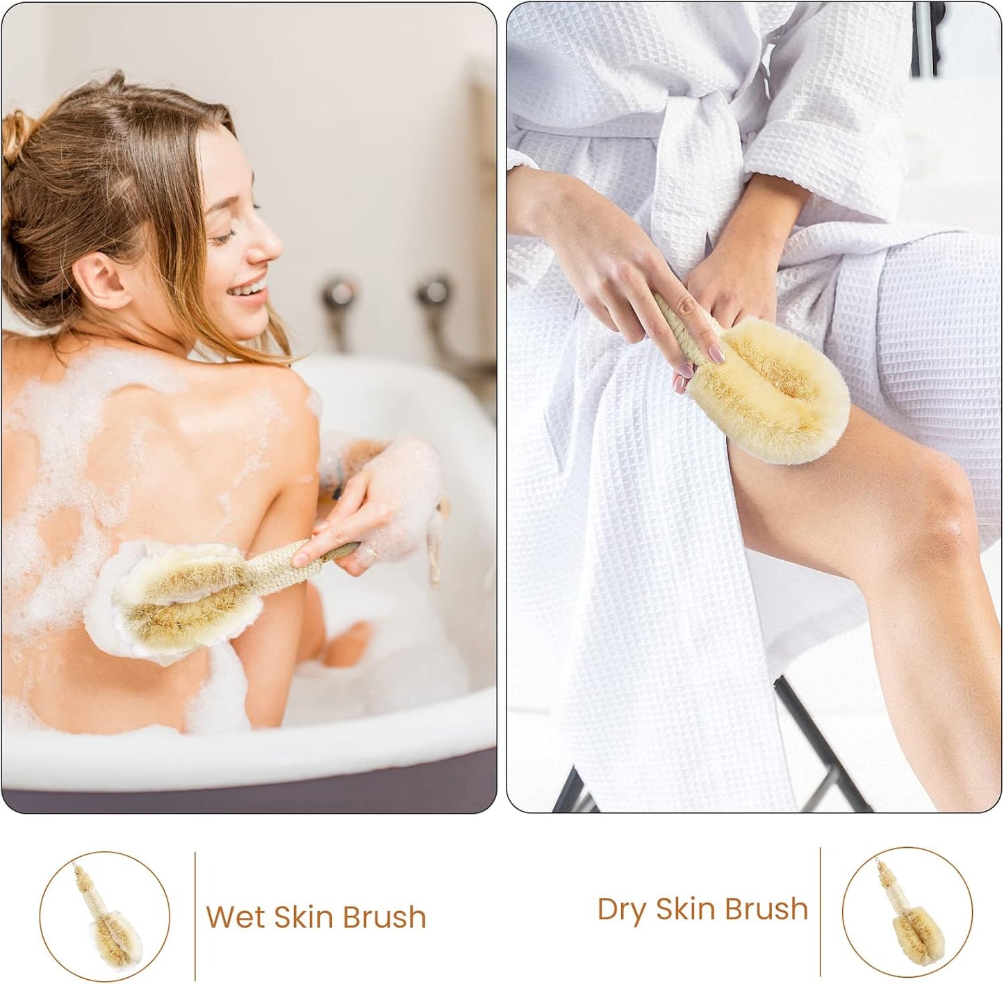 Dry Brushing Body Brush - Dry Skin Brushes Vegan Natural Sisal Bristles for Lymphatic Drainage and Cellulite, Exfoliating Body Scrubber for Bath Shower Massage, Blood Circulation Improvement