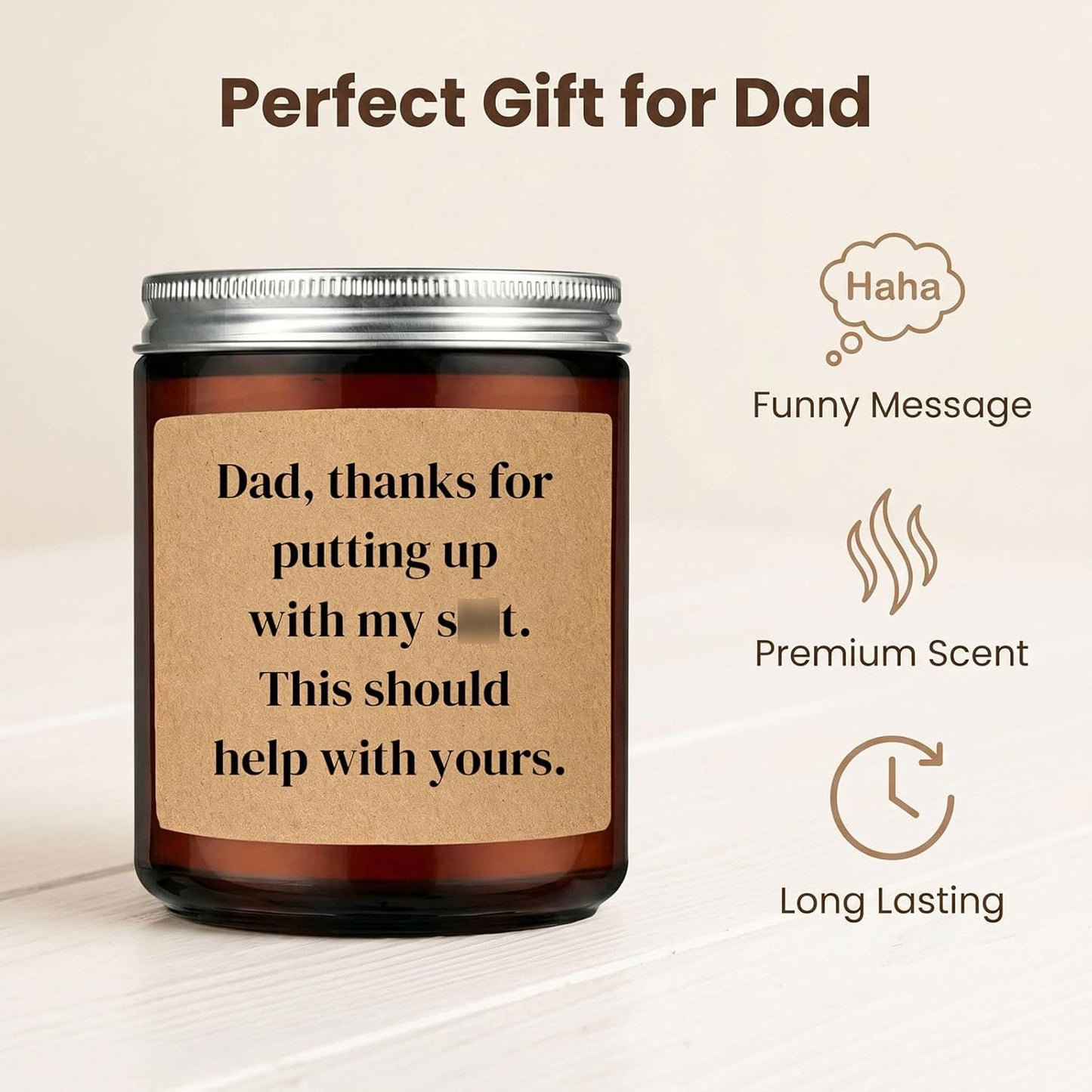 Funny Lavender Scented Soy Candle, Fathers Day Gift from Daughter & Son, Gift for Dad Papa Grandpa Stepdad Father-in-Law, Funny Birthday Christmas Retirement Gag Presents & Home Decor