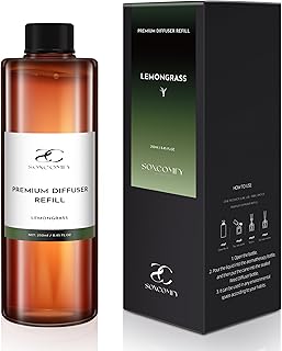 Diffuser Oil Refill, 250ml / 8.45 fl oz, Lemongrass - Reed & Aromatherapy Diffuser Oil, Long-Lasting Home Fragrance, Grapefruit, Lemon & Musk Notes
